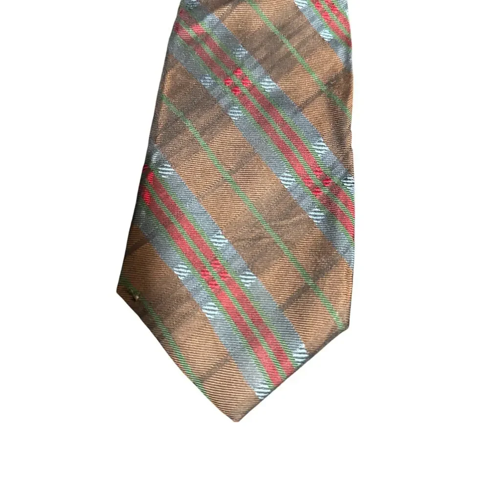 Vintage Oleg Cassini Men's Brown & Blue Stripe Necktie